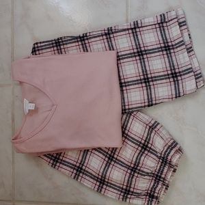 Women's Charter Club PJ Set Flannel Bottoms V-Neck top Size PT Medium! NEW!